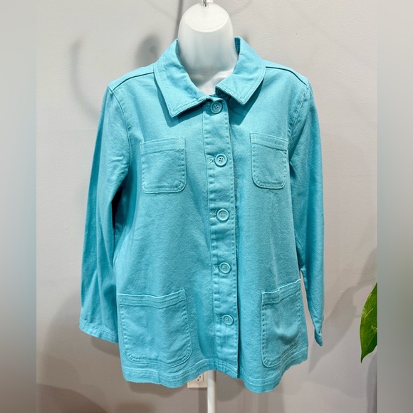 Appleseed's Jackets & Blazers - Apple Seeds Aqua Blue Button Front Jacket Women's Size PL